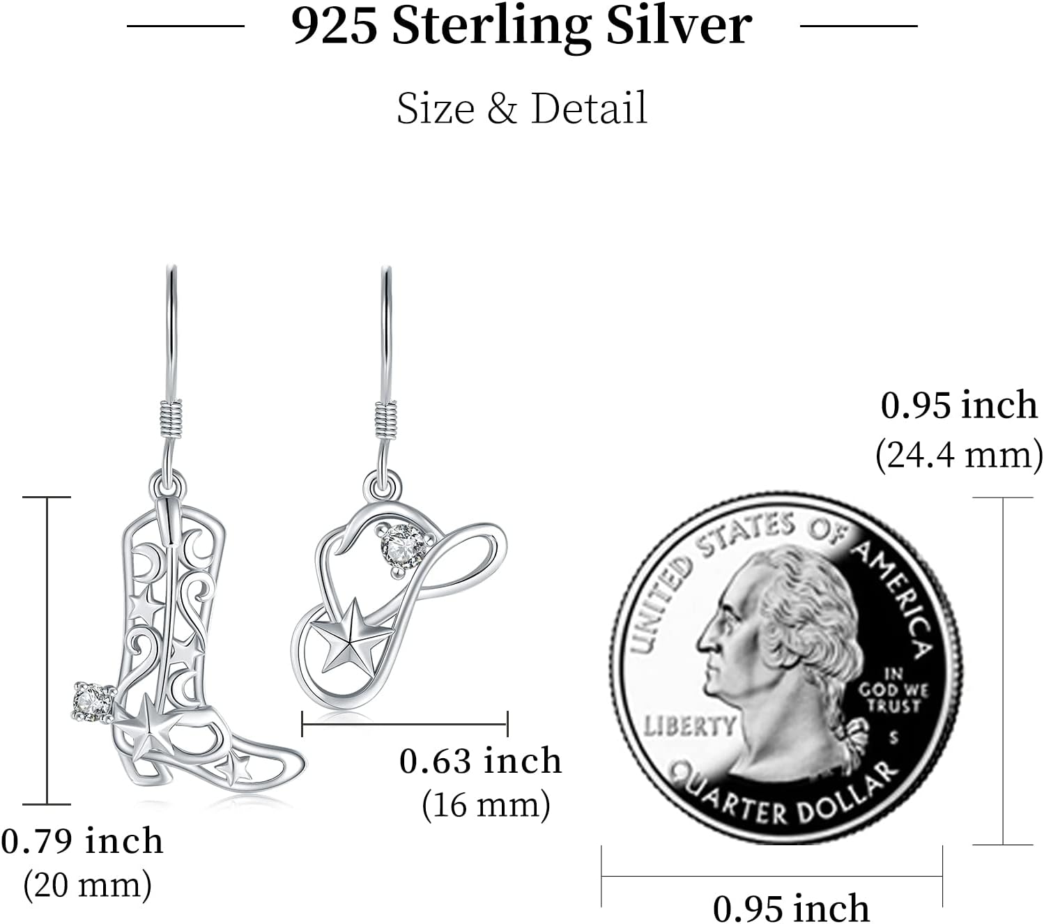 Cowboy Cowgirl Boot Hat Earrings for Women 925 Sterling Silver Western Turquoise Jewelry Western Gifts Cowgirl Texas Boots Spur Dangle Drop Earring Hypoallergenic