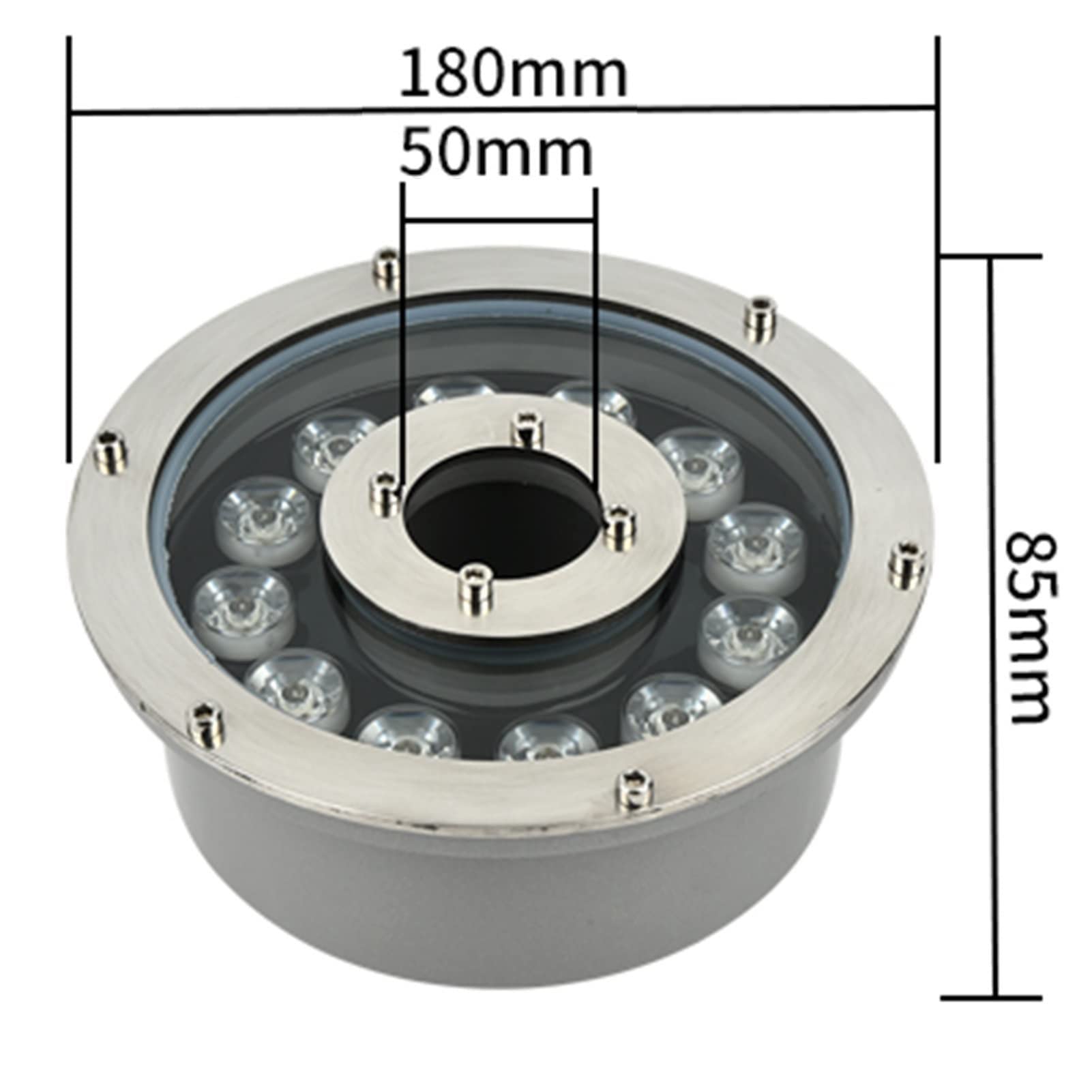 RGB Unterwasser Teichscheinwerfer - LED Ring Brunnen Licht, Mittleres Loch IP68 wasserdichte Niederspannungs-Farbwechsel-Tauchleuchten, Für Brunnenbecken, Unterwasser, Teich(Ac(24V),12W)