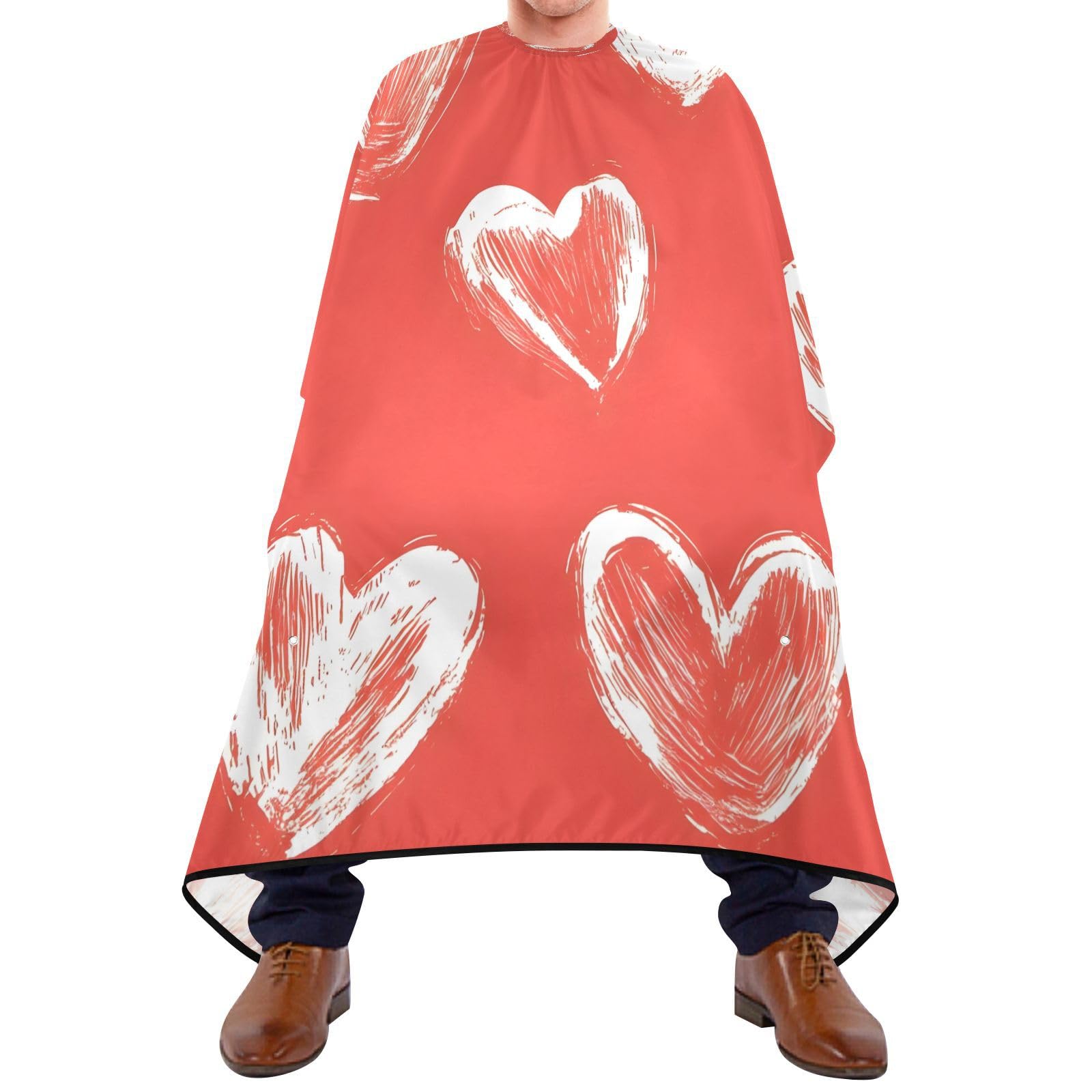 BOESI Scribble Love Pattern Barber Shawl, Waterproof Haircut Shawl, Haircut Salon Apron, Shaving Bib, 55 x 65 inches
