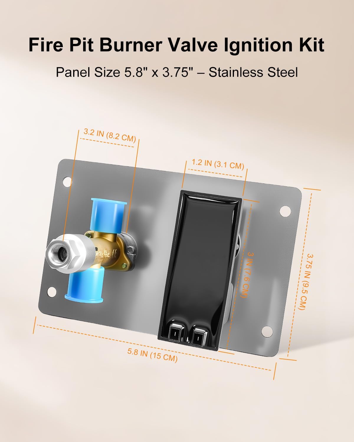 Fire Pit Burner Valve Ignition Kit, Push Button Igniter& Flame Failure Safety Valve, LPG/Propane Gas Control System Replacement for Outdoor Fire Pits & Patio Heaters