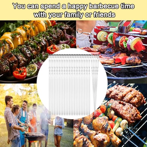 AOMAIGAD 30 szpikulców do grilla, szpikulce do grilla, 40 cm, szpikulce do grilla, ze stali nierdzewnej do grilla, kabob ze stali nierdzewnej, do mięsa, kurczaka, ryb i warzyw (C-30 szt. - 40 cm)