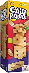 Caiu Perdeu Jogo de Torre de Madeira, 54 Peças em MDF, Brinquedo Educativo para 6+ Anos