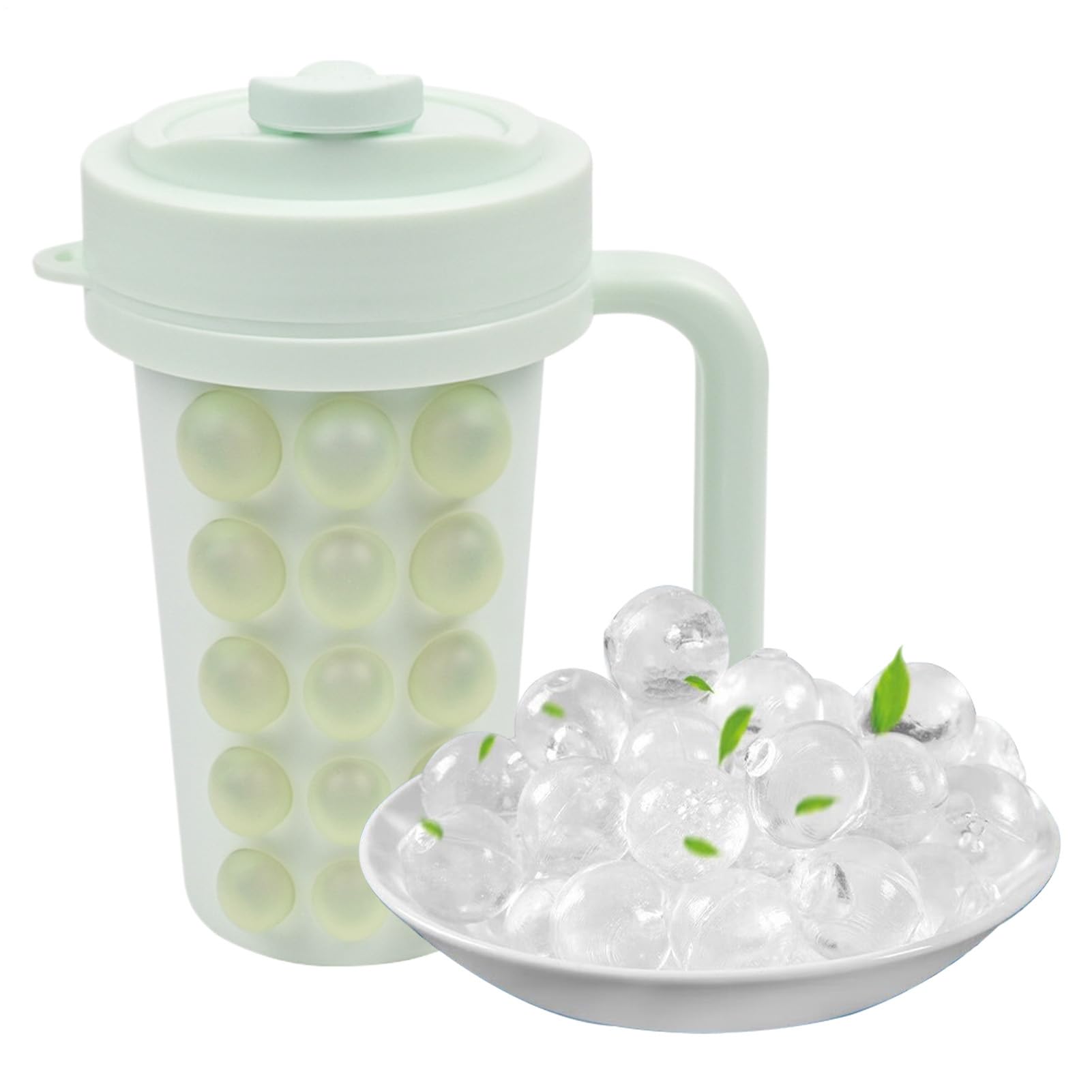 per cubetti di ghiaccio, vassoio per congelamento, con cannuccia, contenitore per cubetti di ghiaccio, bolla con interno in acciaio , per tè, caffè, whisky, cocktail,