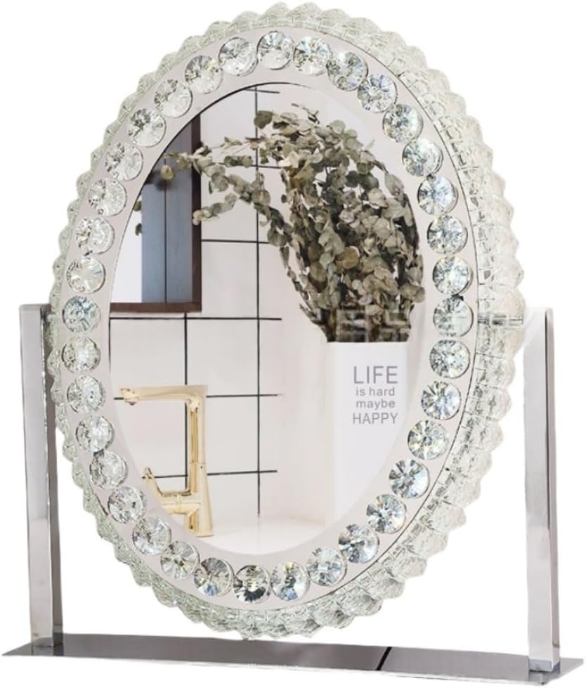 RoastMe卓上/壁掛け 大きい ハリウッド 女優 LEDライト付き おしゃれ クリスタル 化粧鏡 明るさ調節可能 三色 無段階調