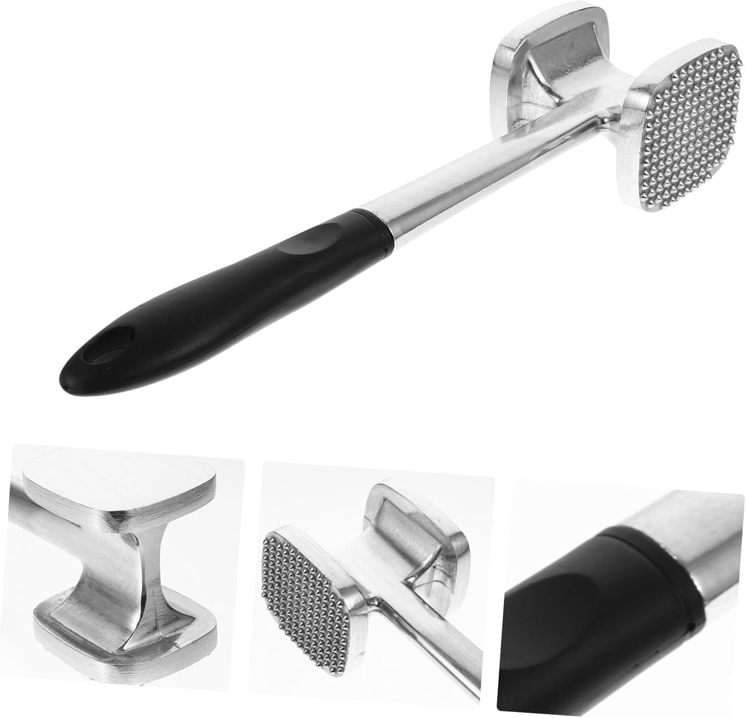 SOLUSTRE Double-sided Meat Mallet for Tenderizing Steak and Poultry Non-slip Handle Sturdy Construction Comfortable Grip for Left and Right Hand Users