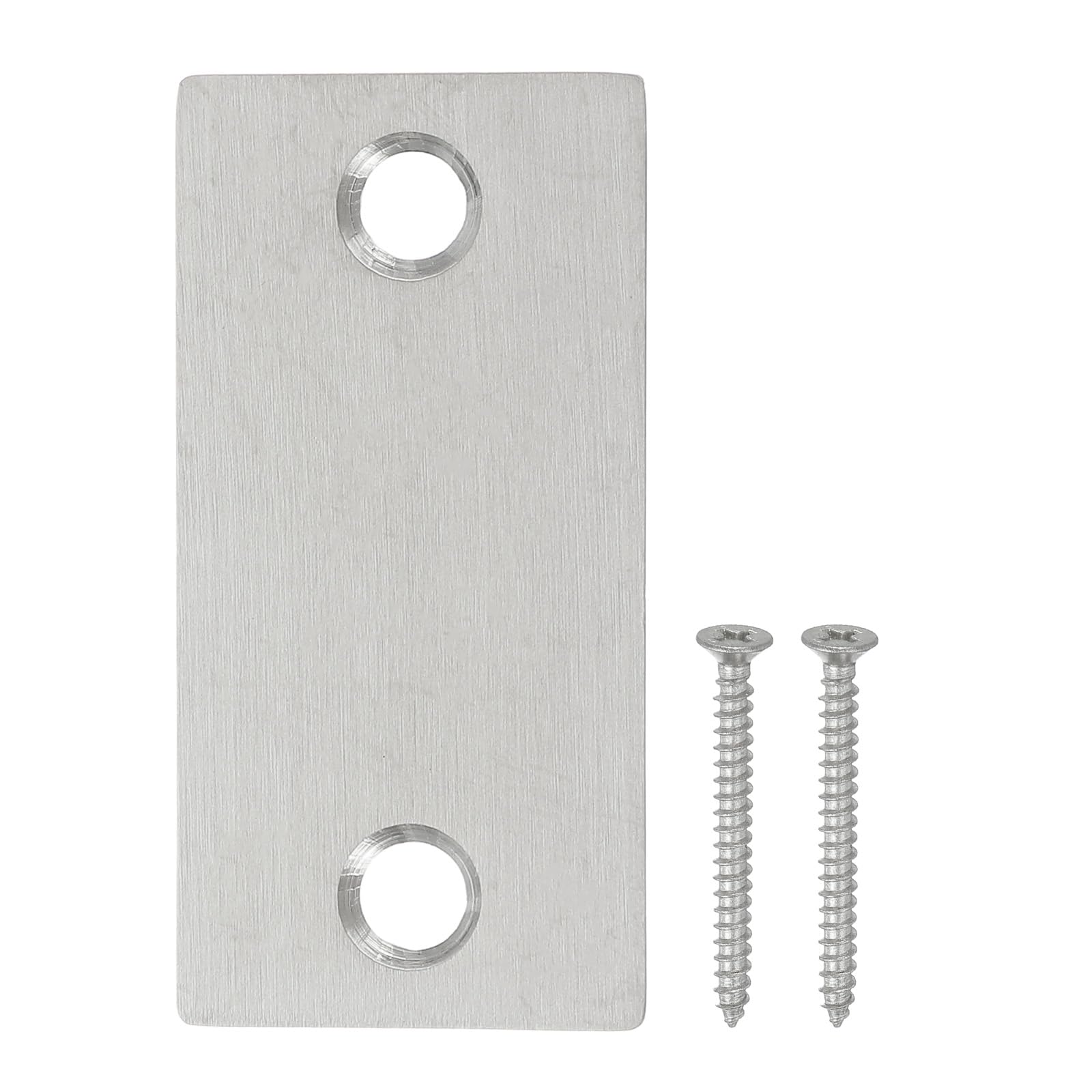 PATIKIL 1.12" x 2.24" Deadbolt Strike Plate, 1 Set Adjustable Door Strike Plate with Screws Stainless Steel for Electronic Locks Home and Rental Security Strike Plate, Silver