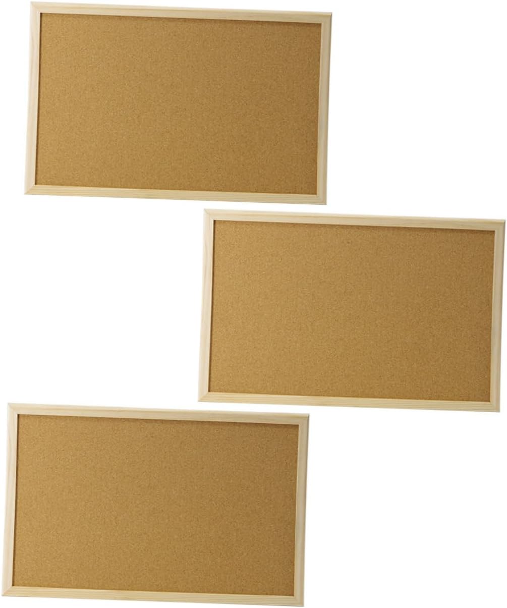 Pine Wood Framed Cork Board Pins Adhesive Strips Wall Decor for Office Home