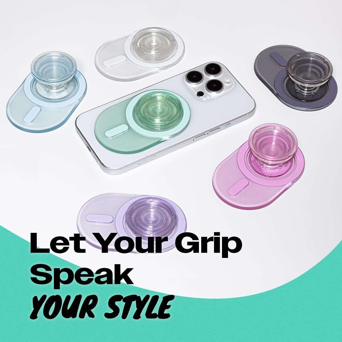 Oval Magnetic Phone Grip – MagSafe Compatible, Translucent Design, Slim and Lightweight, Grip and Stand for iPhone (Black) - Image 2