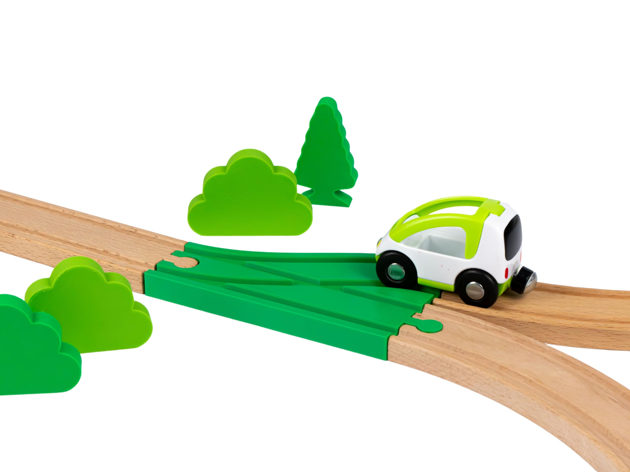 Briocks®, Parallel Left Turnout for Wooden Train, Compatible with BRIO, Thomas, Lillabo, IKEA, Melissa & Doug, Oxybul