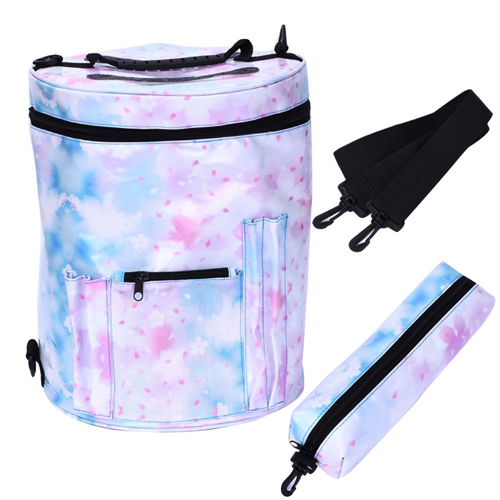ParaCity Große Stricktasche Garn Aufbewahrung Stricken Tasche Häkelgarn Halter Organizer Stricken Tasche mit Nadel Behälter, wasserdicht beschichtet sakura