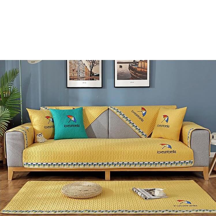 Housse de canapé antidérapante pour canapé en cuir jaune L