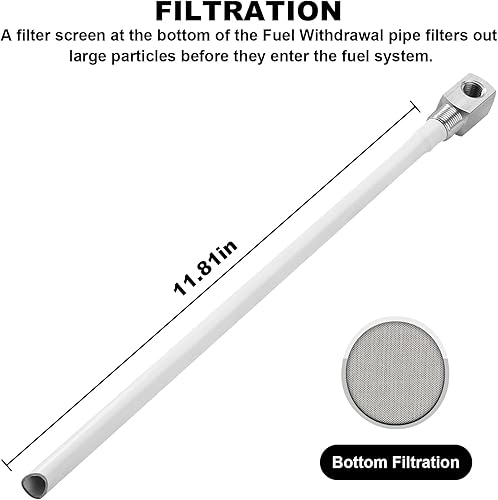 Miniatura 3 de 7-0948 Tubo de recogida del tanque de combustible Tubo de tanque de gas universal estándar de profundidad de 12 pulgadas, tubo de combustible rígido