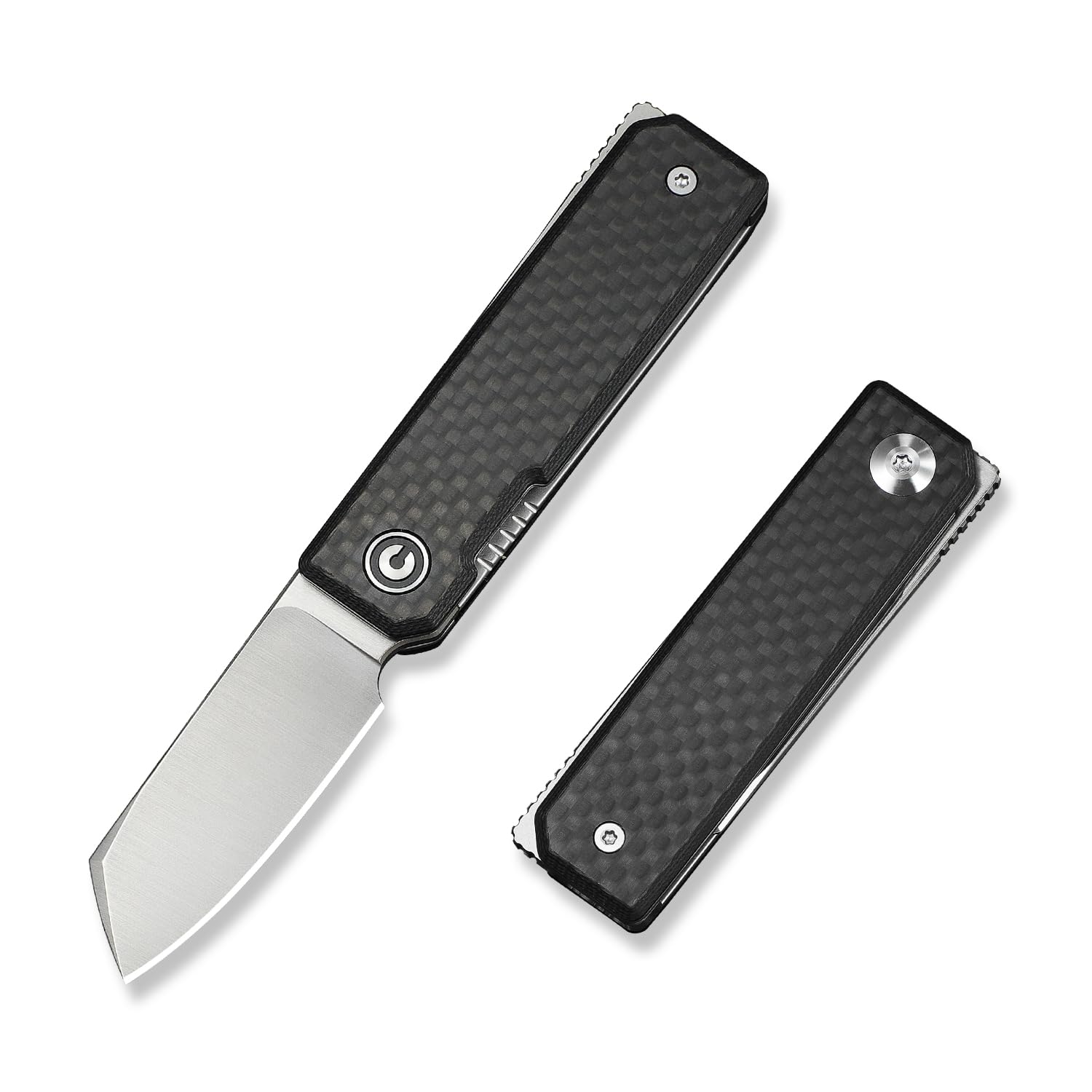 CIVIVI Kukei Mini Pocket Knife, Folding Knife 5.12 CM Nitro-V Blade Carbon Fiber with Black G10 Handle, EDC Knife, Front Flipper Opener C25036-4