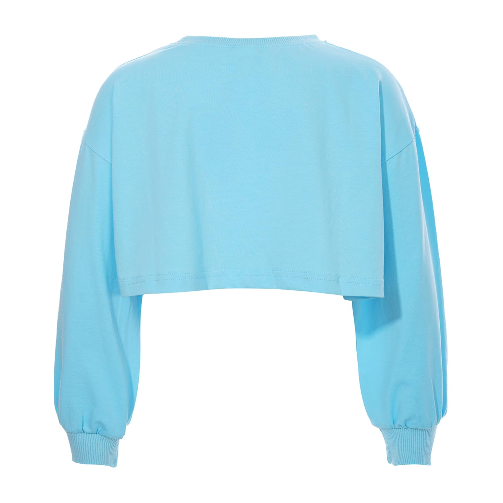 JanJean Girls Loose Fit Crop Top Kids Long Sleeve Tank Top for Jazz Hip Hop Streetwear Dancing Performance Competition Sky Blue 5-6 Years