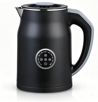 V-33 Electric Kettle 1.2L with 45-90C Temperature Control, 1000W Fast Heating, 16H Keep Warm & 3-Min Lift Memory, Cool Touch Double Wall, 304 Stainless Steel, Black