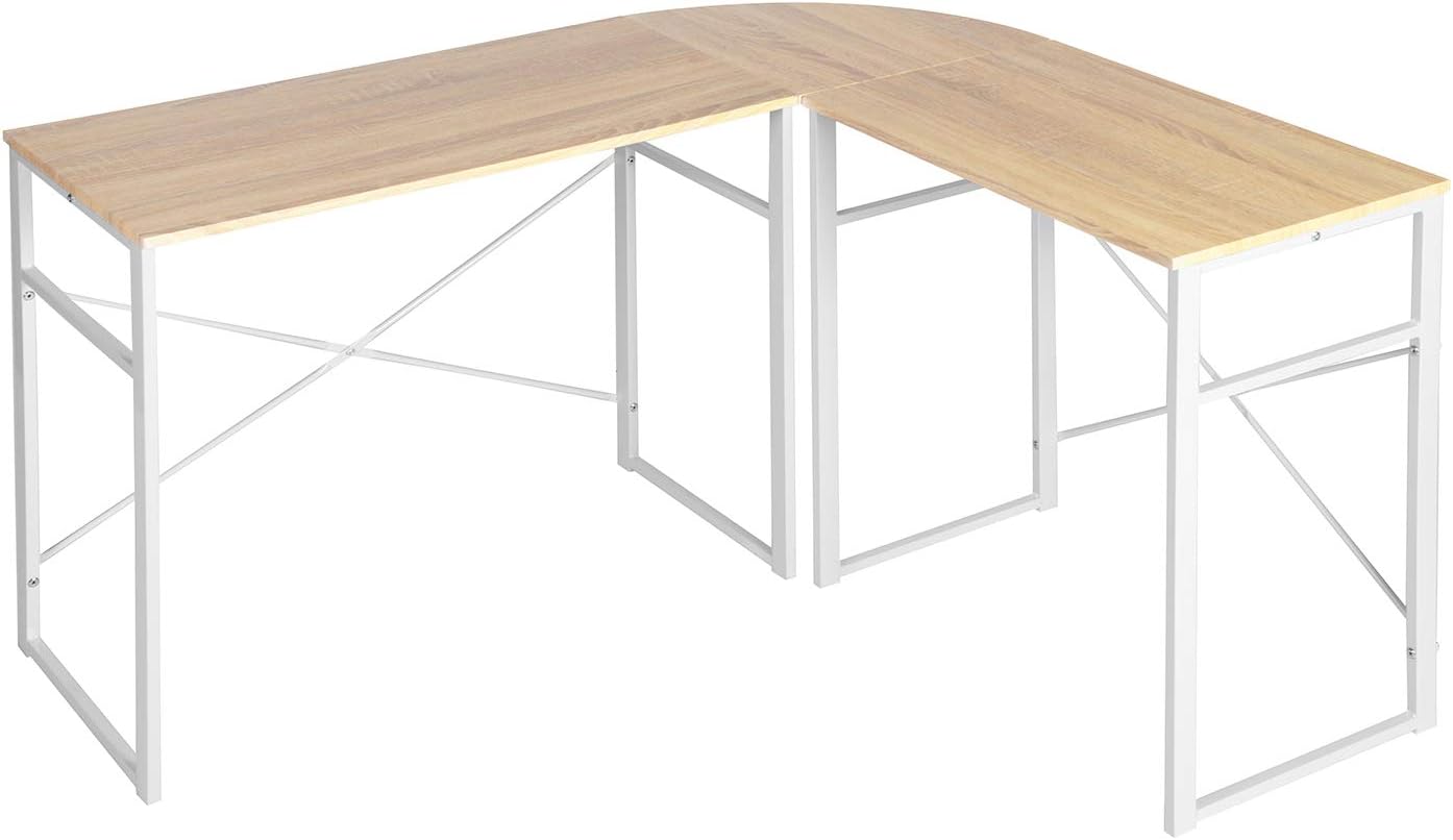 EGGREE Computer Desk L-Shape Corner Desk Large Office Workstation Study PC Gaming Desk for Home and Office, Oak