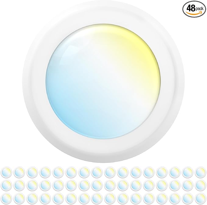 Sunco 48 Pack 6 Inch LED Disk Lights, Flush Mount Ceiling Light Disc, Recessed Can Lighting, 850 LM, 12W (65W Equivalent), Selectable CCT 3000K/4000K/5000K/6000K/6500K, Dimmable, Damp Rated ETL.