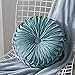 Bprtcra Coussins Ronds en Velours, Coussin Rond Plissé, Coussin Rond plissé Rembourré en Velours Fait à la Main pour la Maison, Le Canapé, la Chaise, Le Lit, la Voiture, 35 CM (Bleu Clair)