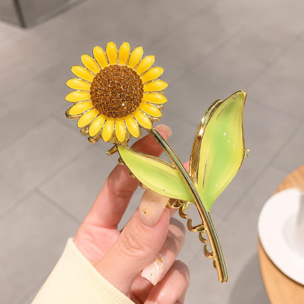 Sunflower Hair Claw Clip for Women & Girls, Floral Metal 