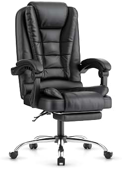 naspaluro Silla de Oficina con Reposapiés, Silla de Escritorio con Respaldo Alto, Función de Inclinación, Silla Reclinable Ergonómico de Altura Ajustable, Silla de Ordenador, Negro