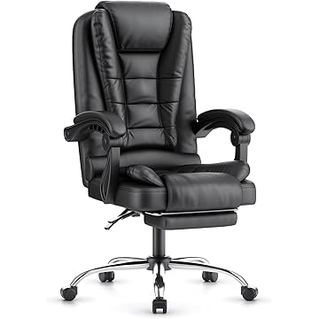 naspaluro Silla de Oficina con Reposapiés, Silla de Escritorio con Respaldo Alto, Función de Inclinación, Silla Reclinable Ergonómico de Altura Ajustable, Silla de Ordenador, Negro