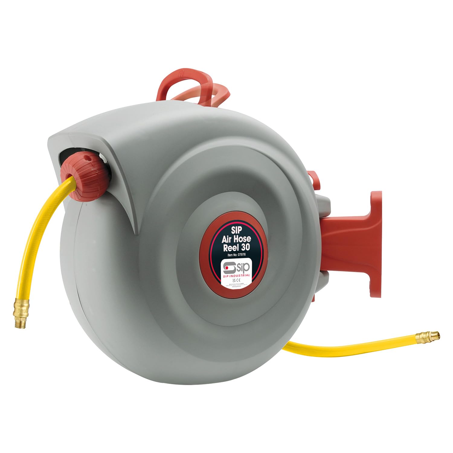 SIP 30m Retractable Air Hose Reel, 300psi Wall Mounted Compressor Hose with Coupler & Bracket
