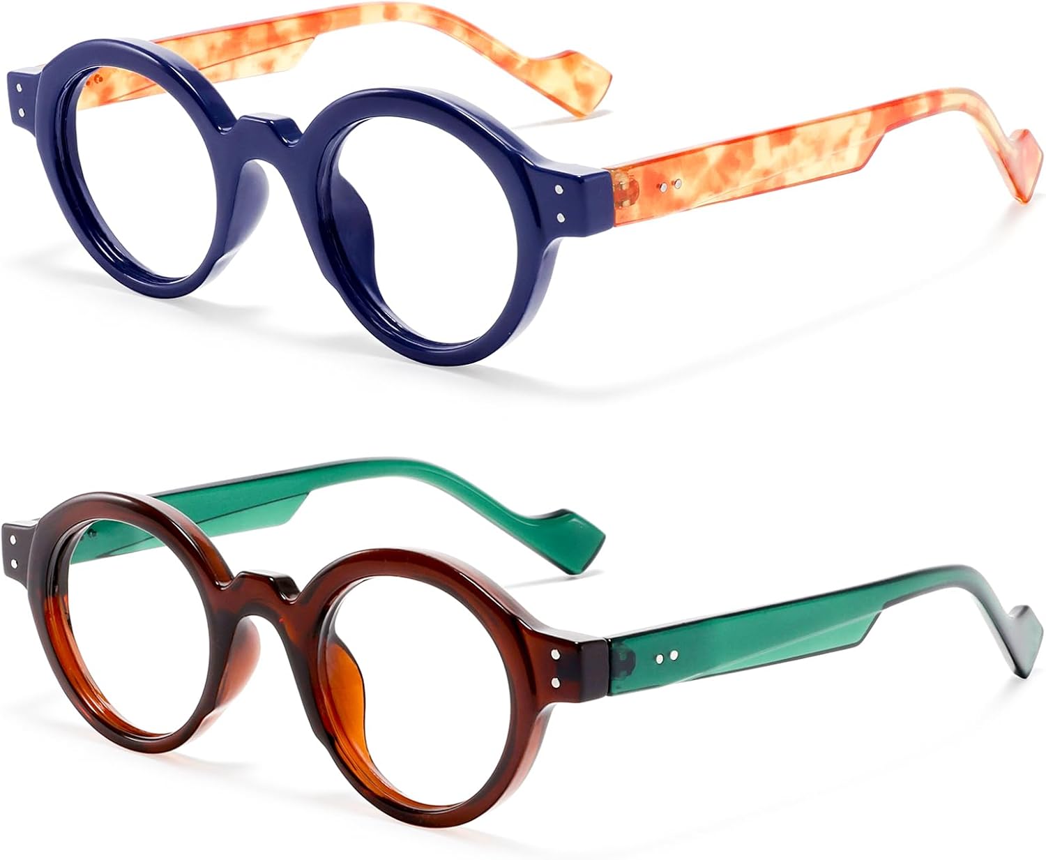 Round Small Frame Reading Glasses for Women Readers for Men Blue Light Blocking Retro - Image 2