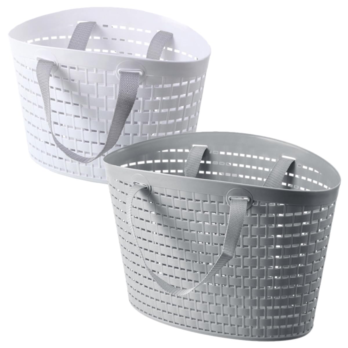 Panier à linge plastique avec poignée et bac de rangement ajouré pour buanderie et maison