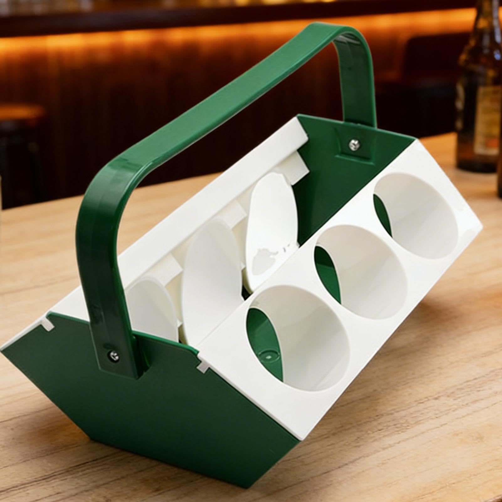 Porta bevande con manico, vassoio portatile per il trasporto della birra con scomparto per il ghiaccio, 6 scomparti, per viaggi, campeggio, pesca, escursionismo, escursioni, sport, uscita, giardino