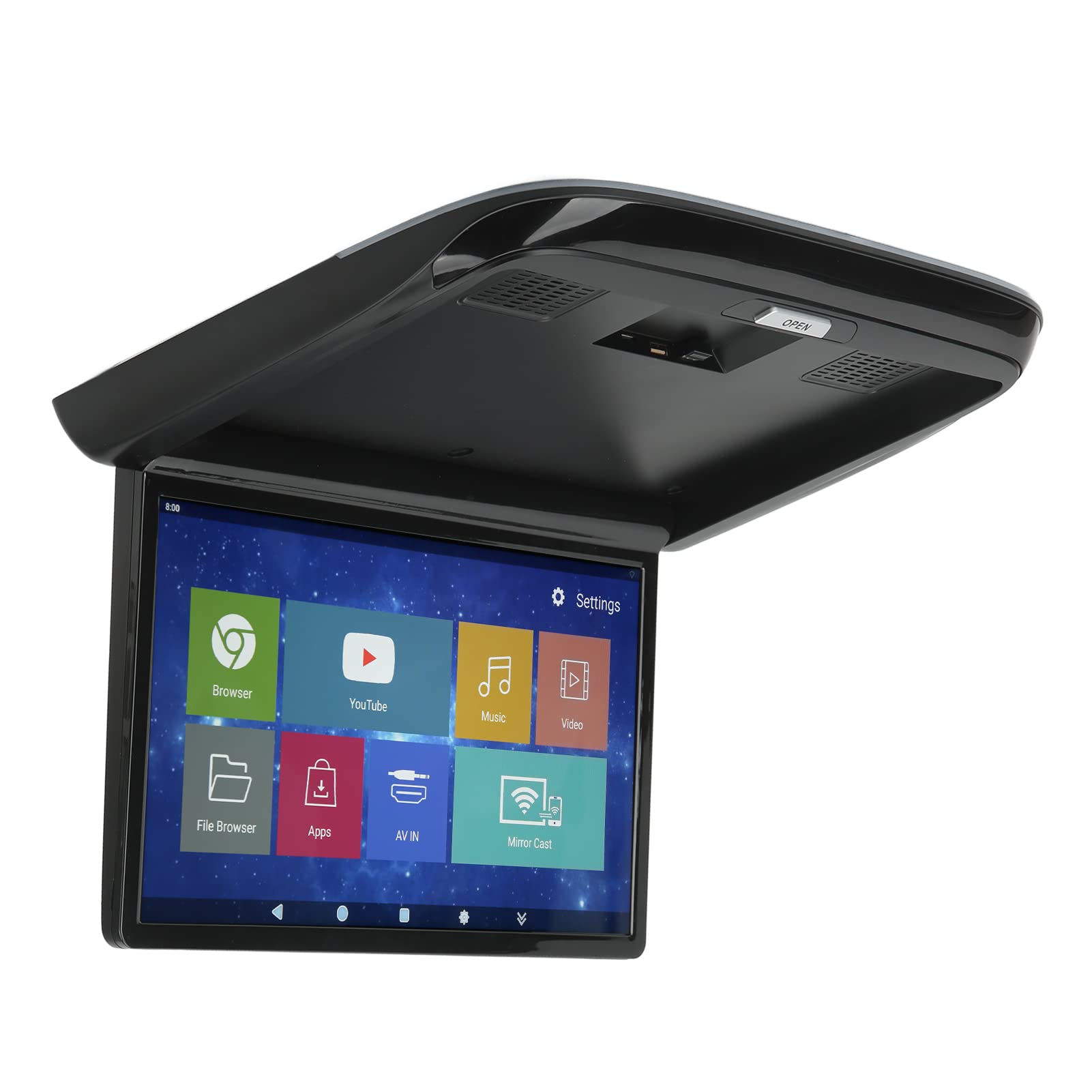 Monitor Abatible hacia Abajo para Coche, WIFI, Pantalla Táctil de 16 Pulgadas, Reproductor de Montaje en Techo para Coche, Luz Ambiental de 7 Colores para 10,0