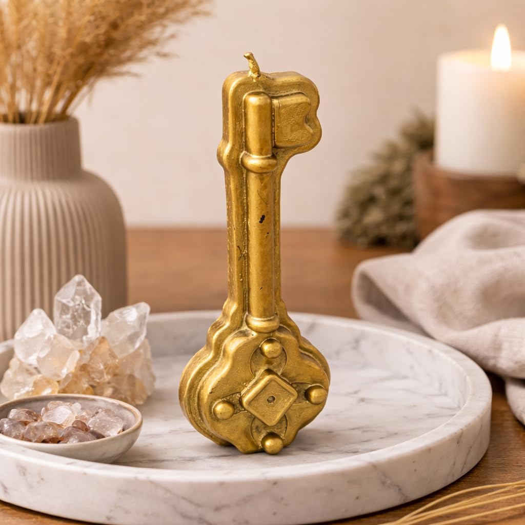 Vrinda Key Gold Candle, 4 Inch, 2 Ounces, Ritual Spell Candle, Road Opening, Opportunity, Unlocking Blessings & Intention Work