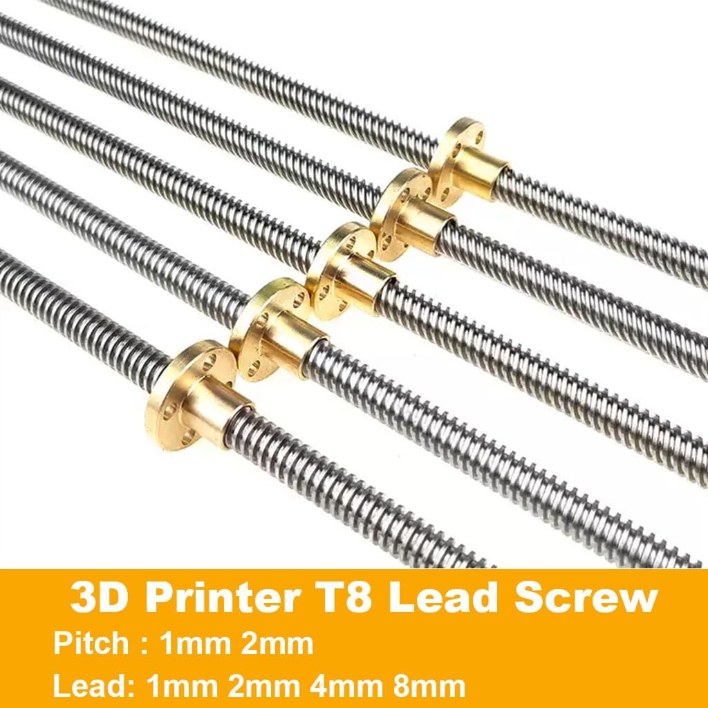Trapezgewindemutter, T8-Leitspindel for CNC-3D-Drucker, Steigung 1 mm, 2 mm, 4 mm, 8 mm, Länge 100–1000 mm, Trapezgewindestange aus Edelstahl mit Kupfermutter, 1 Stück(Pitch 2mm Lead 4mm,600mm)