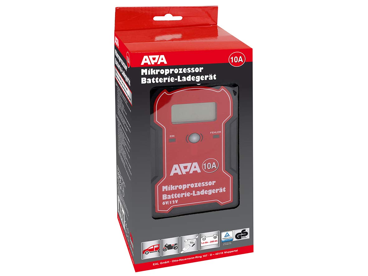 APA 16622 Mikroprozessor Batterie-Ladegerät, für Auto-Batterie, 6/12 V, 10 A
