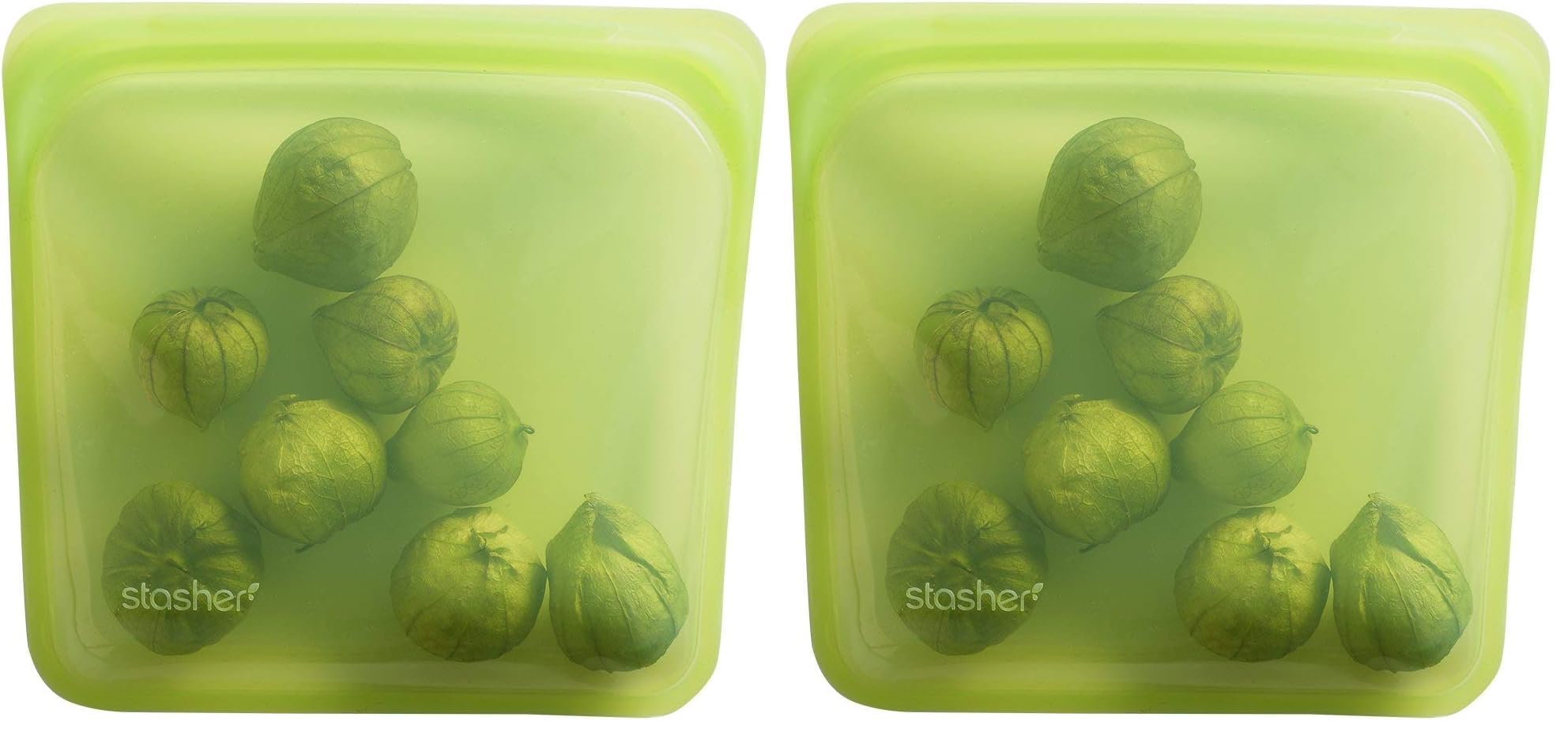 Stasher Premium Silicone Reusable Food Storage Sandwich Bag, Lime, Microwave, Sous Vide, Dishwasher, Oven and Freezer Safe, BPA Free, Leak-free, Eco-friendly, 28 Oz (Pack of 2)