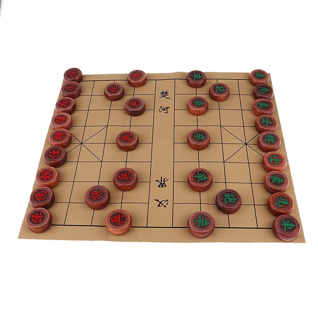 Jeu D'échecs Chinois (Xiangqi), Jeu de de Voyage avec Plateau En PU et Pièces de Jeu En Bois dans Une En Bois