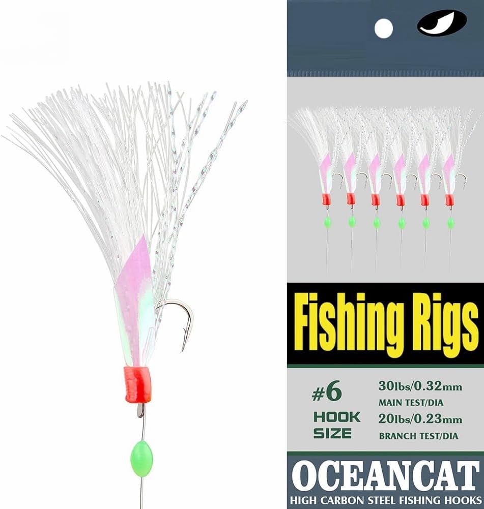 5/10/25/50/100 Packs Fishing Rigs 6 Hook/Set Rainbow Skin Silk String Hook Fishing Lure Saltwater Freshwater Bait Rig Tackle 5#6#7#8#9#10#