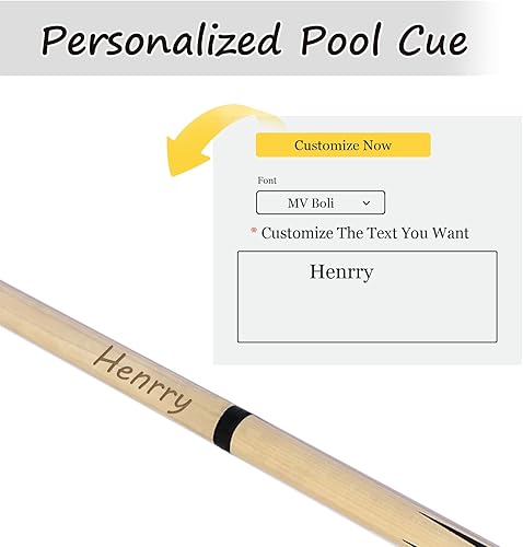 Miniatura 2 de Taco de billar personalizado con punta, taco de billar grabado con nombre personalizado, 2 piezas de fácil montaje, taco de madera premium para el