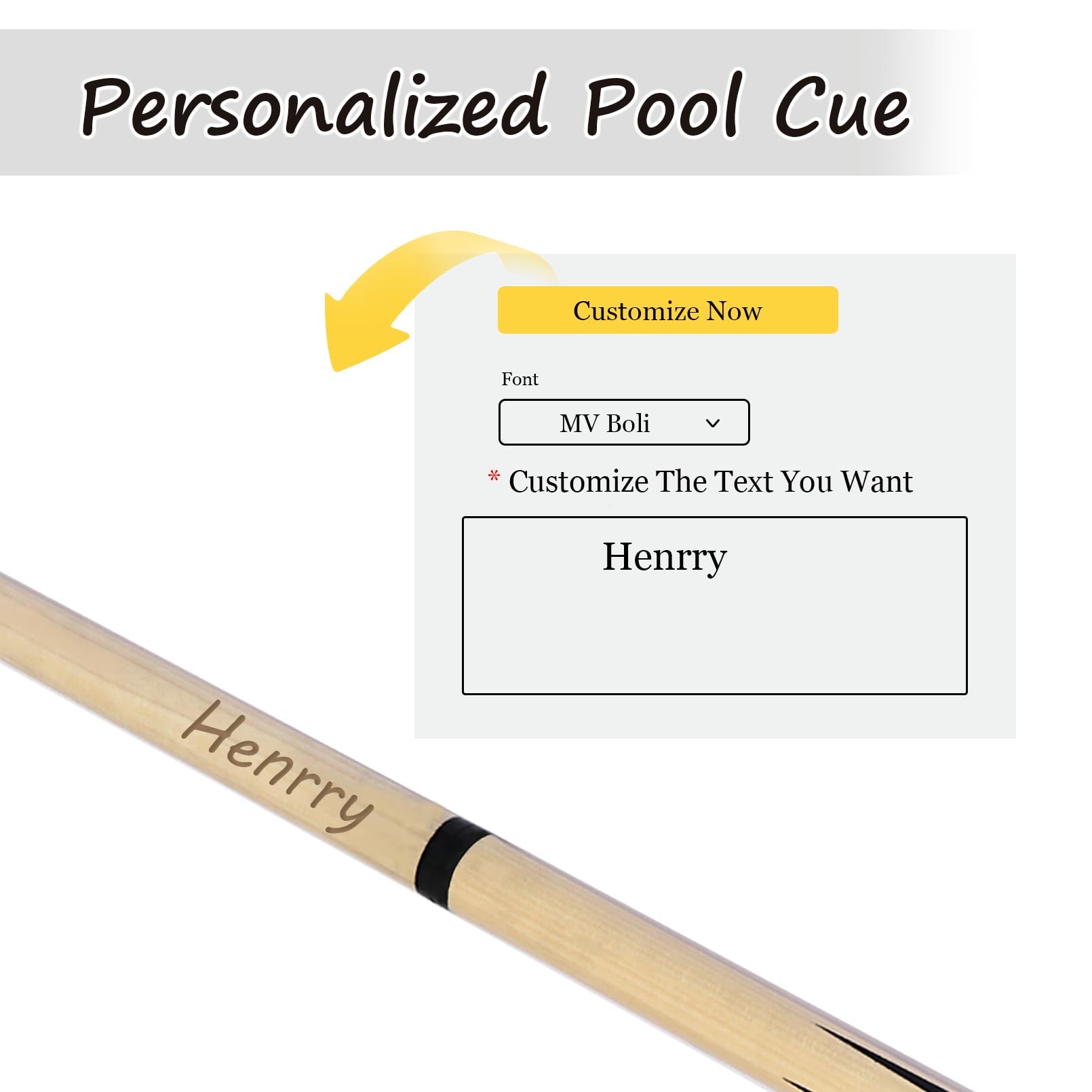 ZZHZBE Personalized Custom Billiard Pool Cue Stick with Engraved Name