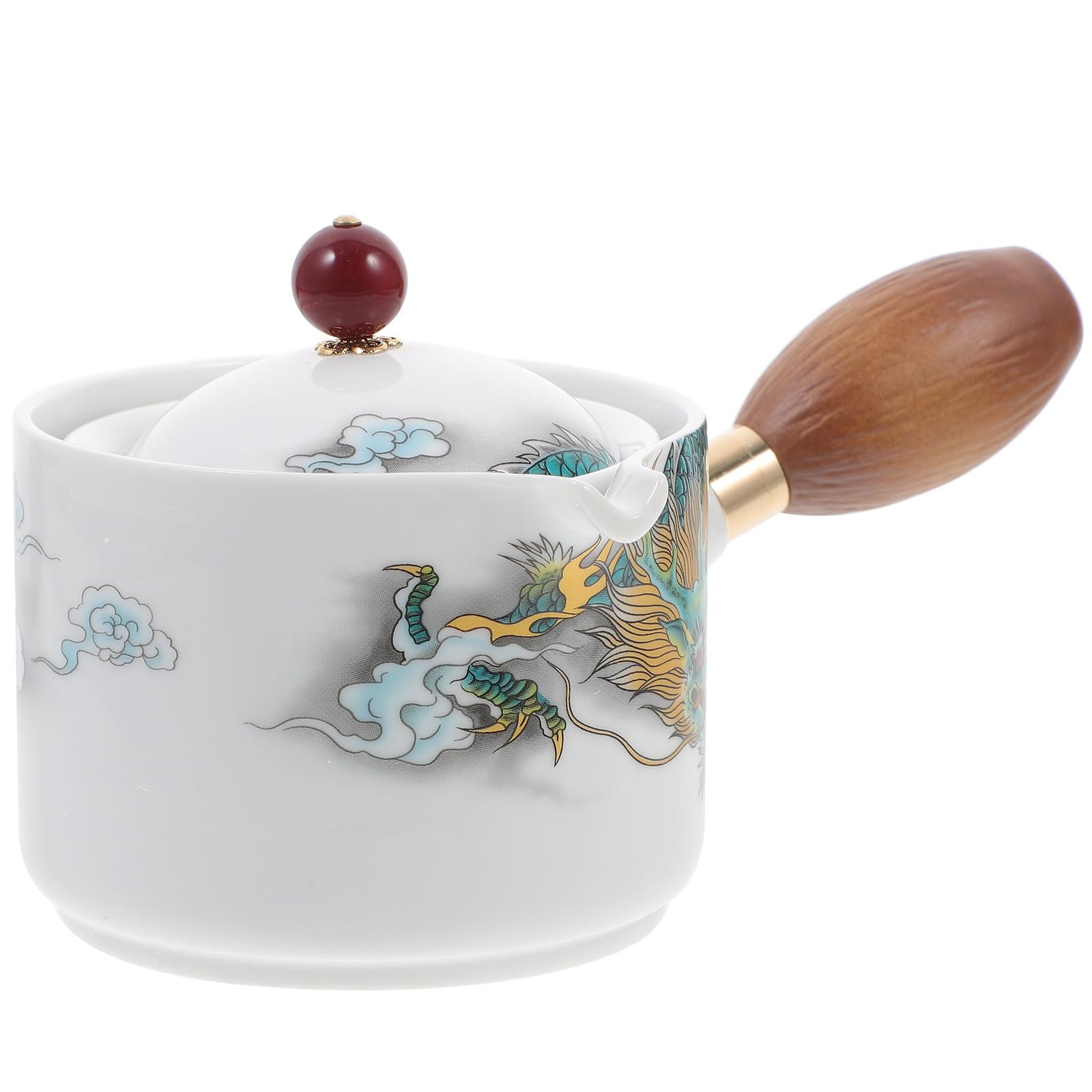 Théière en céramique blanche SUPVOX à rotation 360 et filtre caché