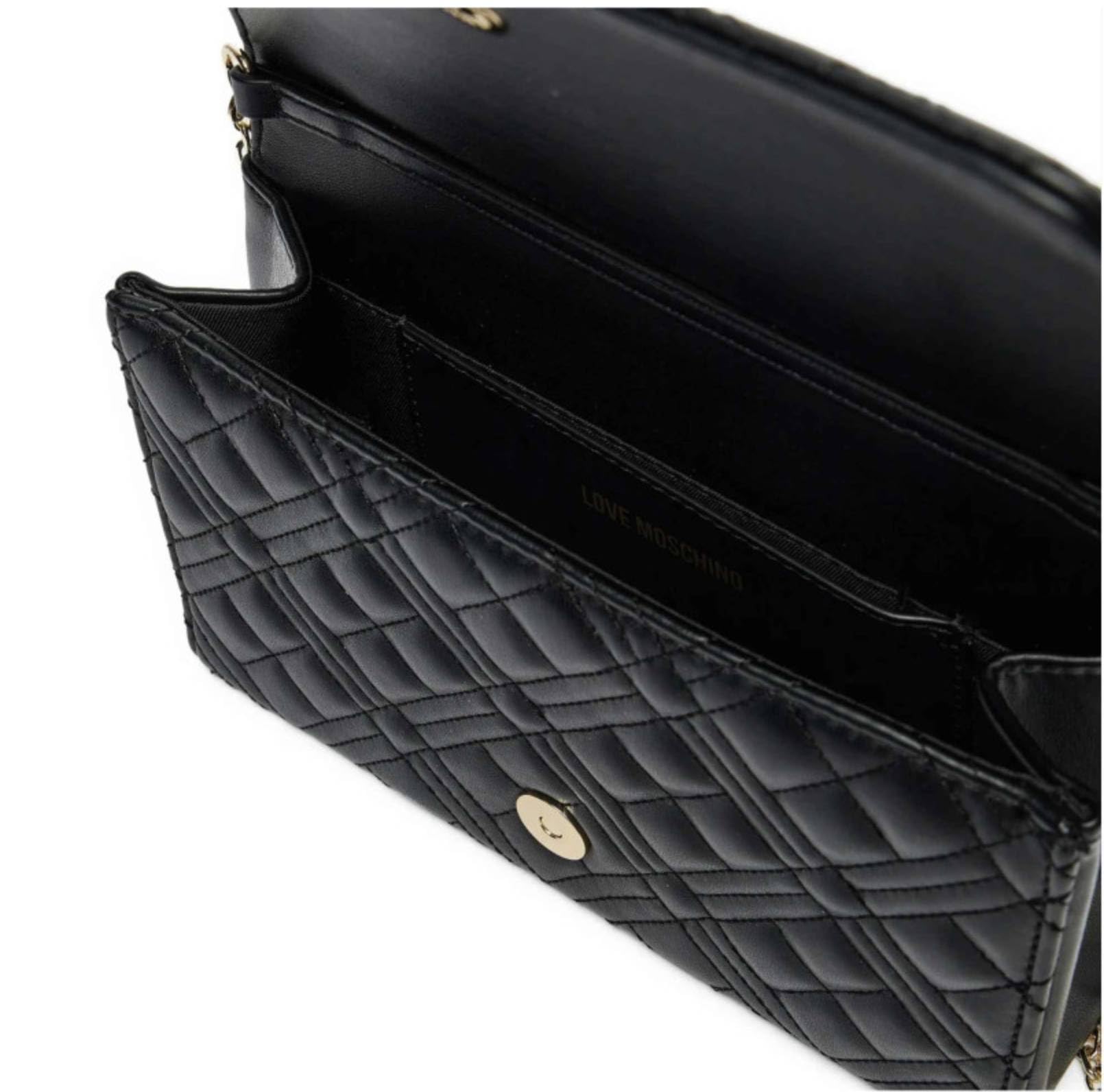 Love Moschino BORSA QUILTED PU NERO+GALV.ORO