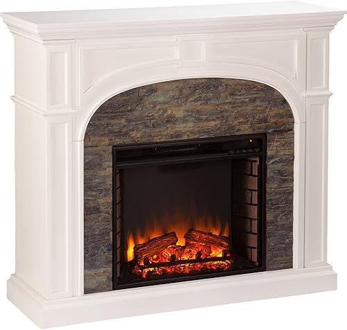 Southern Enterprises Tanaya Stacked Piedra Chimenea Color Blanco