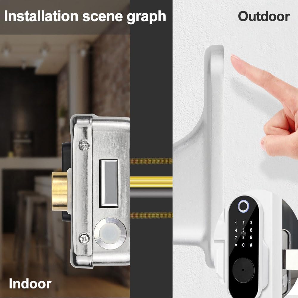 FTes RFKits Fingerprint Door Lock,Keyless Entry Lock with Key Entry,Anti-Spy Password,Smart Anti-Theft Lock