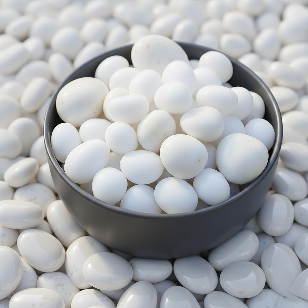 1 Kg Polished White Pebbles Stones for Plant pots, Aquarium/Fish Tank, Decorations, Garden, Tables, and Home Decor (1 Kg, White Stone)