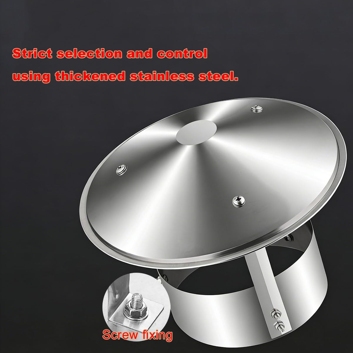 Copertura antipioggia per canna fumaria in acciaio inox 201 4,9 5,1 5,5 5,9 16 cm (13 cm)