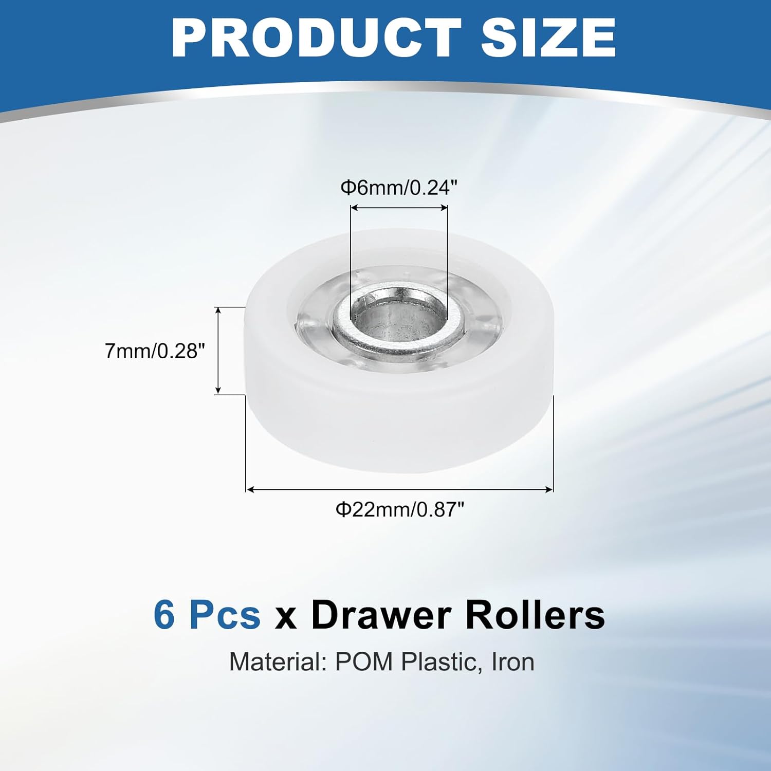 uxcell 6Pcs Drawer Rollers, 22mm Plastic Positioning Pulleys Small Drawer Pulley Bearing Replacement Wheel for Furniture Part Cabinet Cupboard Wardrobe Slides