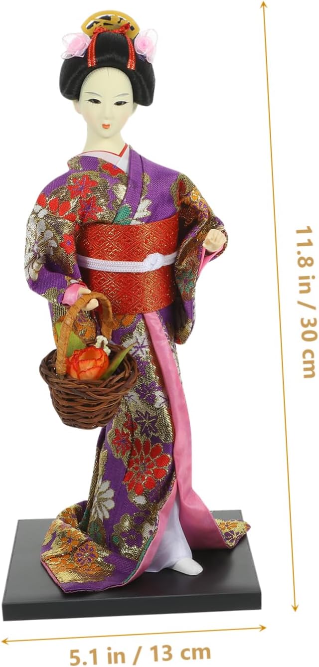Japanese Style Home Decor Kimono Doll Humanoid Doll Ornament Collectible Figurine for Home Adornment Office Desk Living Room Funny Birthday Gift 11.81in image 4