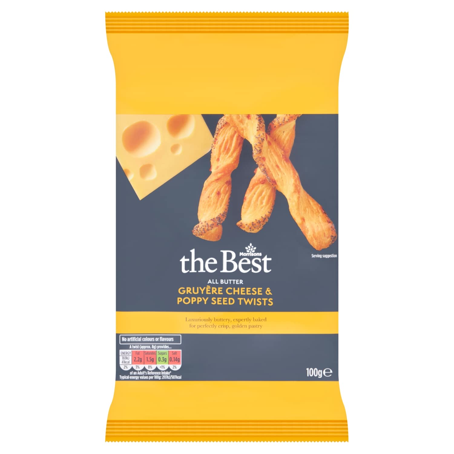 Morrisons Gruyère Cheese & Poppy Seed Twists, 100g