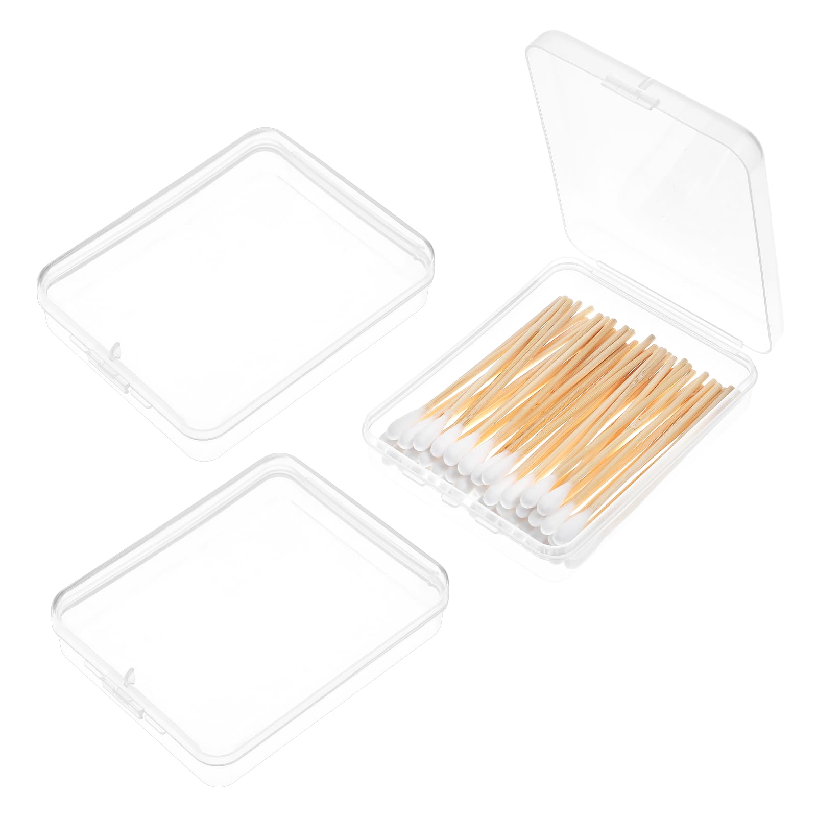 3 Pcs Travel Qtips Case Portable Travel Qtip Holder Travel Size Cotton Pad Holde Qtips Cosmetic Pad Container
