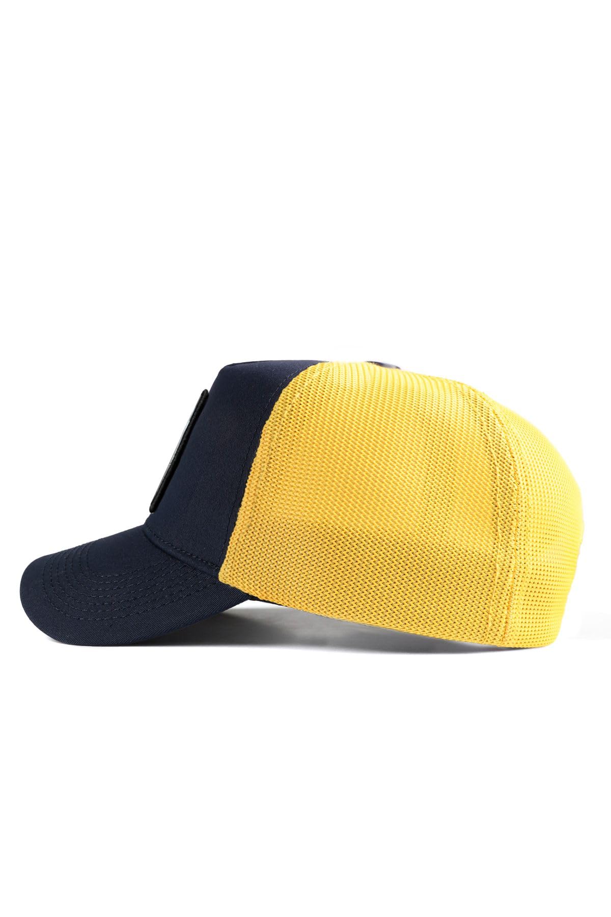 Gorra Marino-Amarillo Trucker - Gorra con Parche Intercambiable, Unisex, Talla Única