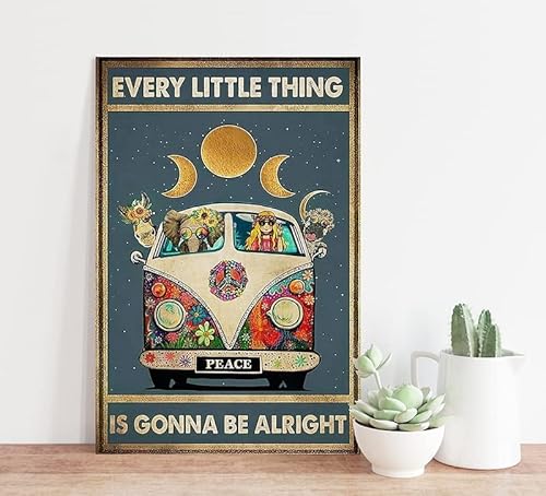 Bestylez Vintage Hippie Poster Eevery Little Thing Is Gonna Be Alright Sign For Home Office Wall Décor, Aluminum 12 * 8 Inch (955) #TOP4